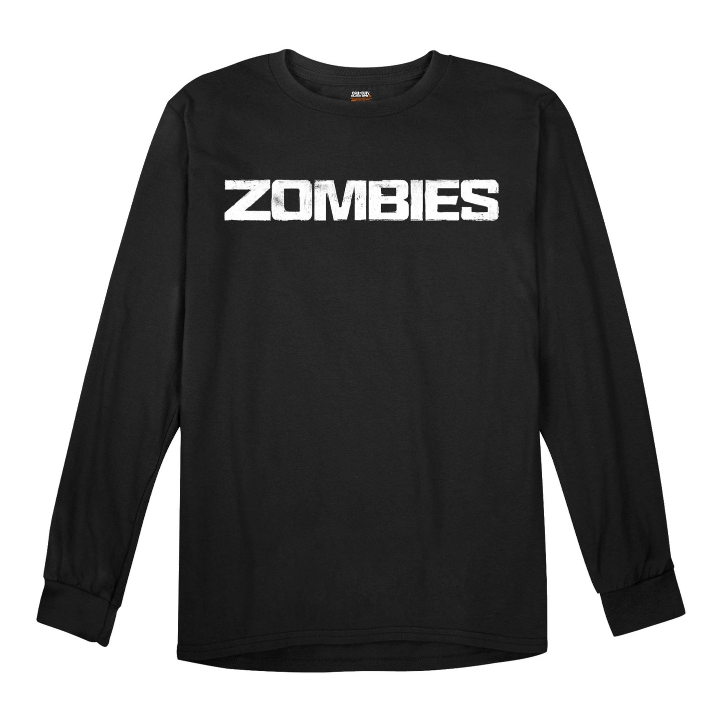 Call of Duty: Black Ops 6 Zombies White Logo Black Long Sleeve T-Shirt - Front View