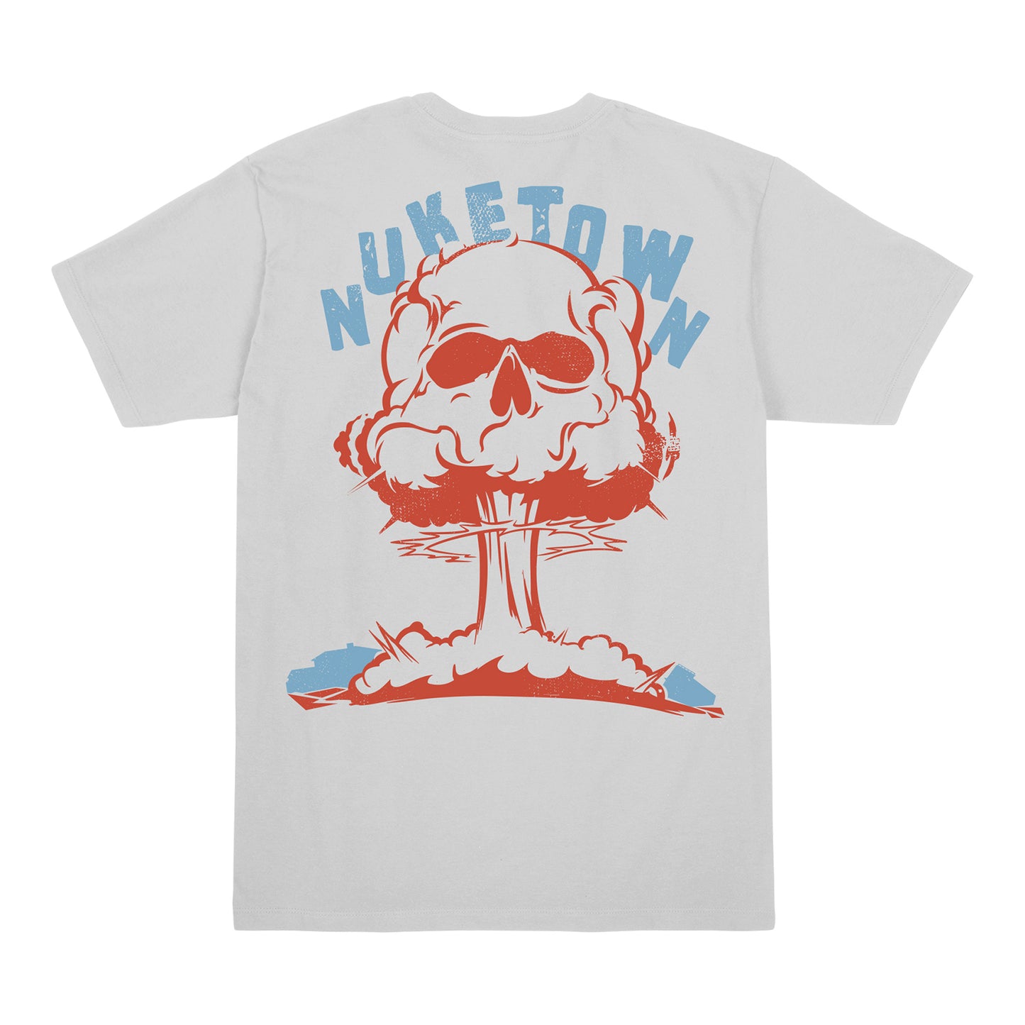 Call of Duty Nuketown Skull Cloud T-Shirt - Back View Light Grey Version