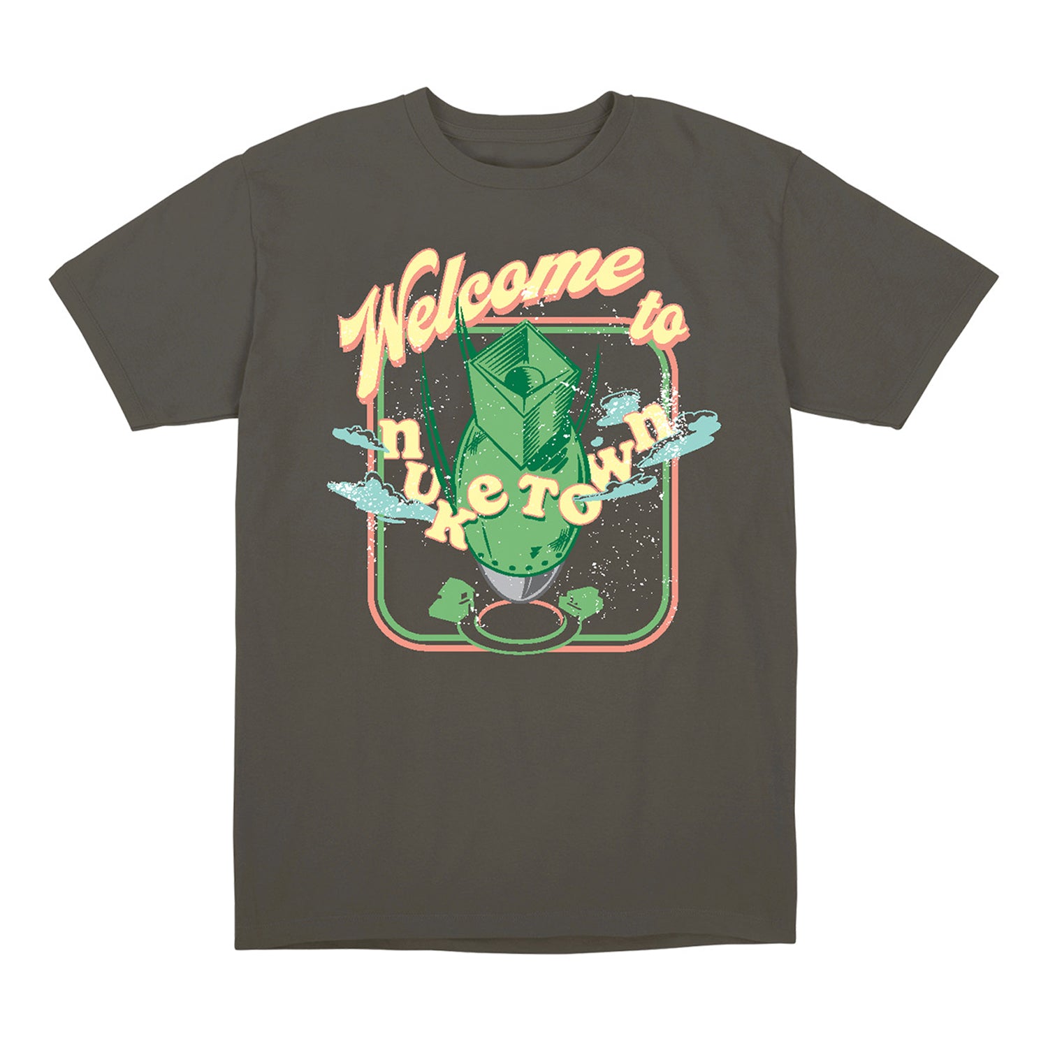 Call of Duty Welcome to Nuketown T-Shirt - Front View Charcoal Grey Version