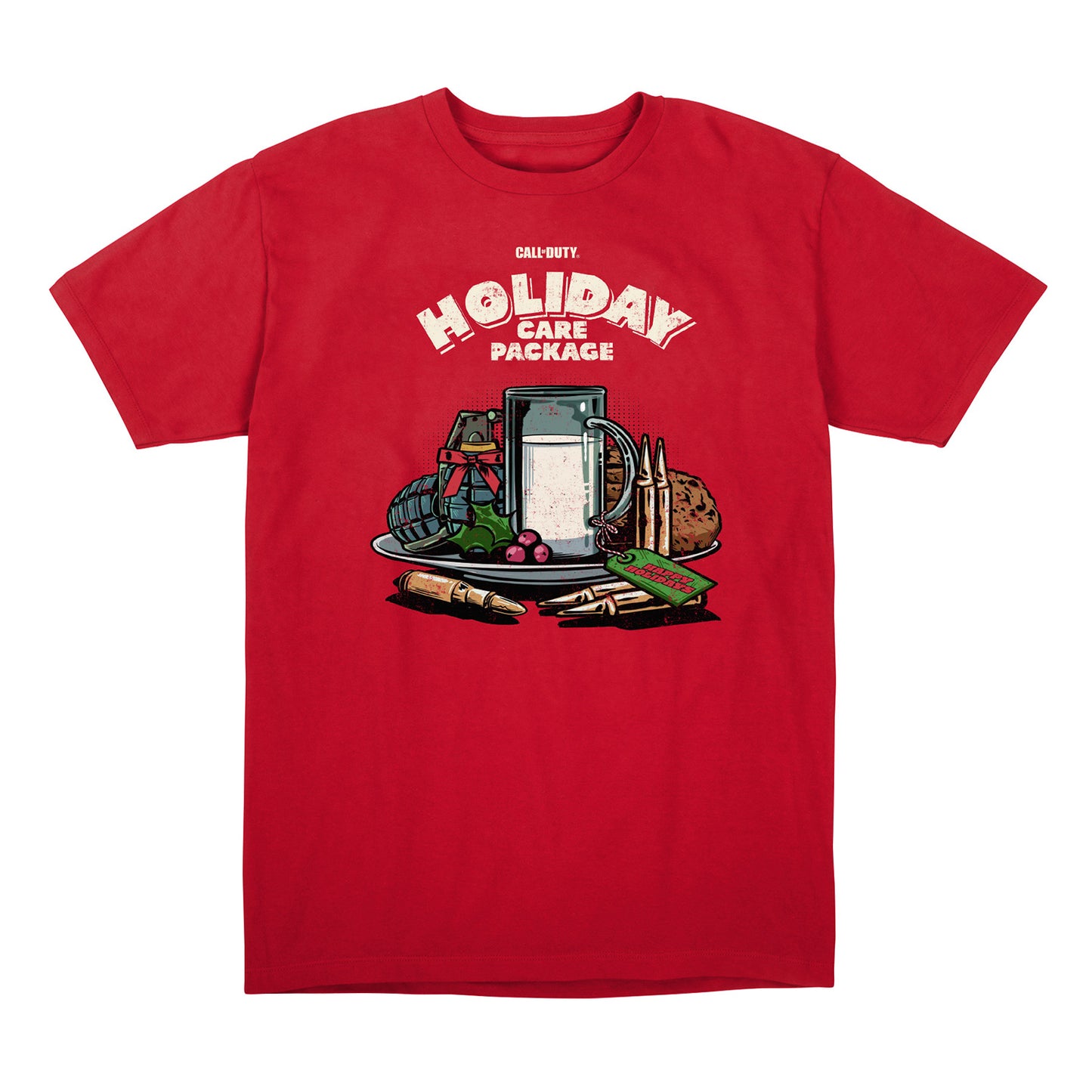 Call of Duty Holiday Care Package T-Shirt - Front View Red