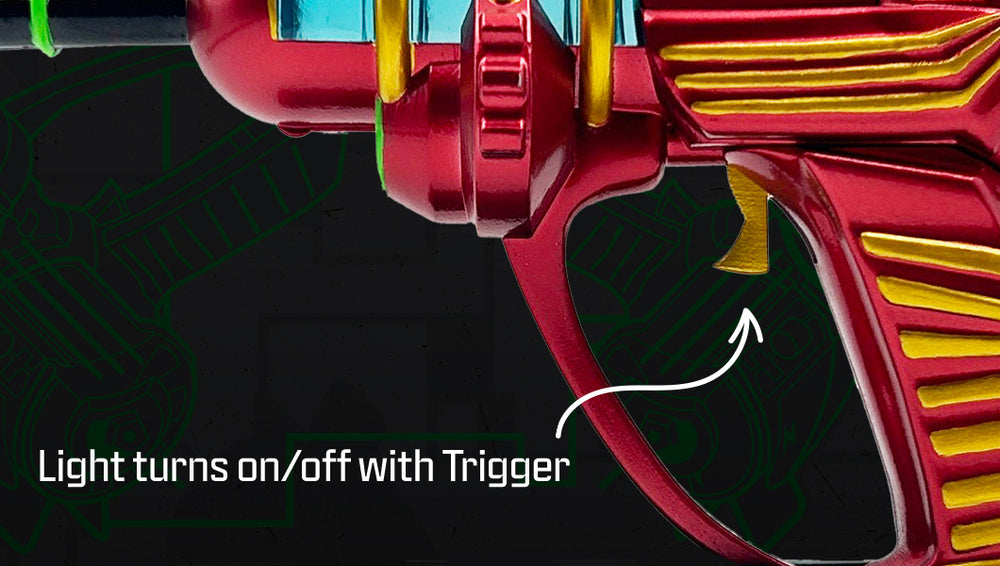 Closeup of Call of Duty Zombies Ray Gun 3D Lamp showing "Light turns on/off with Trigger"