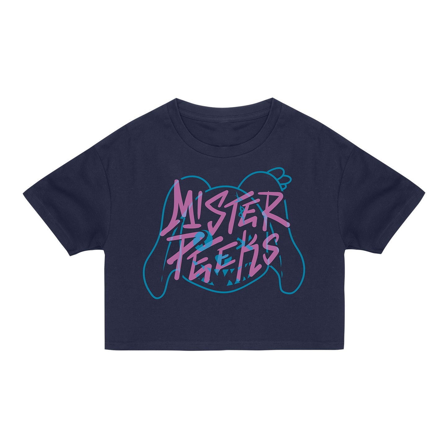 Call of Duty Mister Peeks Women's Cropped T-Shirt - Front View Navy Version