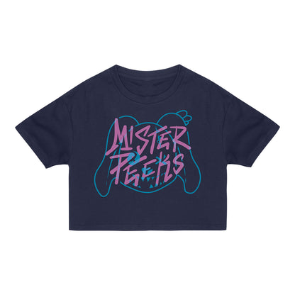 Call of Duty Mister Peeks Women's Cropped T-Shirt - Front View Navy Version