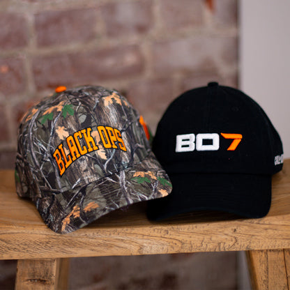Call of Duty: Black Ops 7 Camo Snapback Hat - Stylized View with BO7 Hat