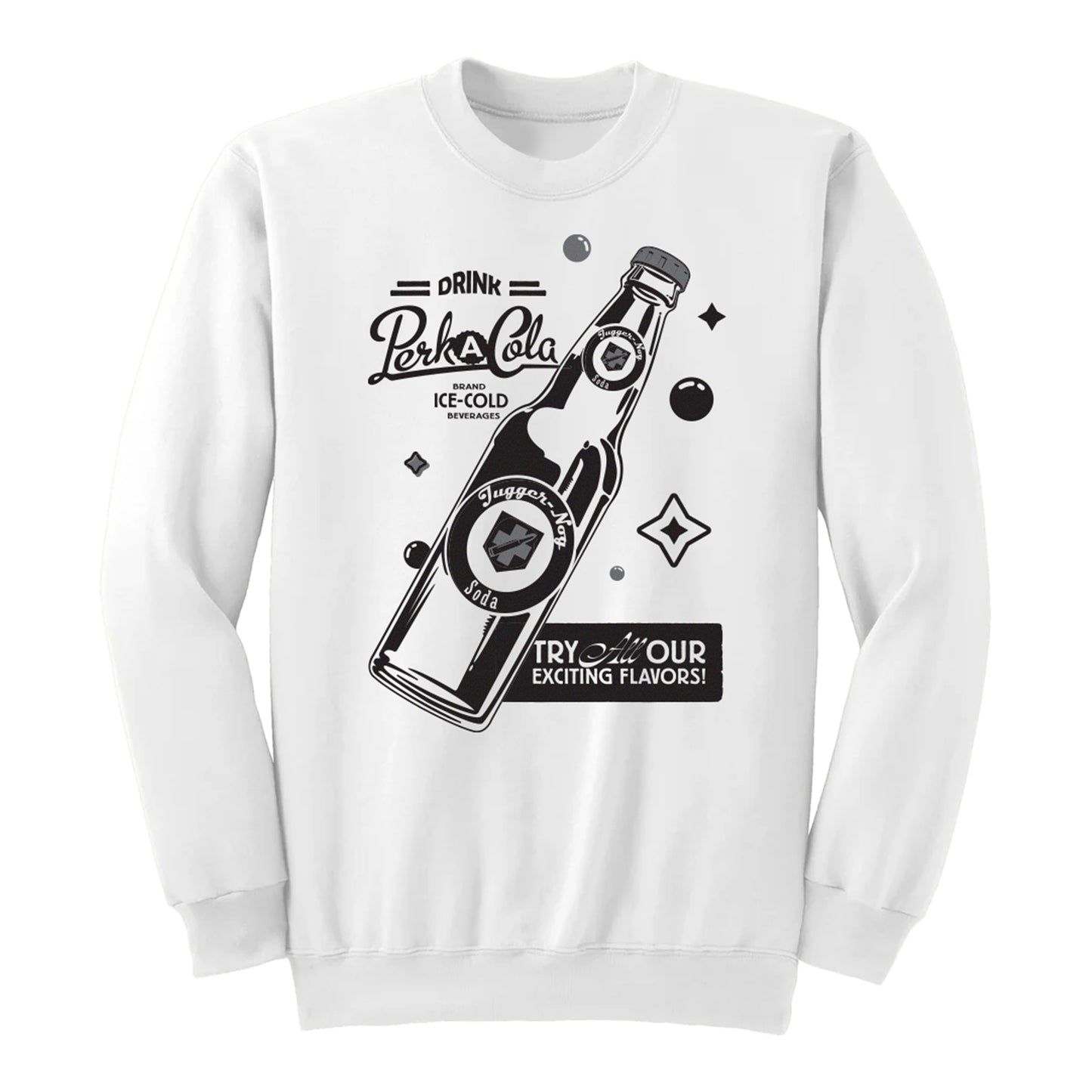Call of Duty Vintage Perk-A-Cola Bottle Crewneck Sweatshirt - Front View White Version