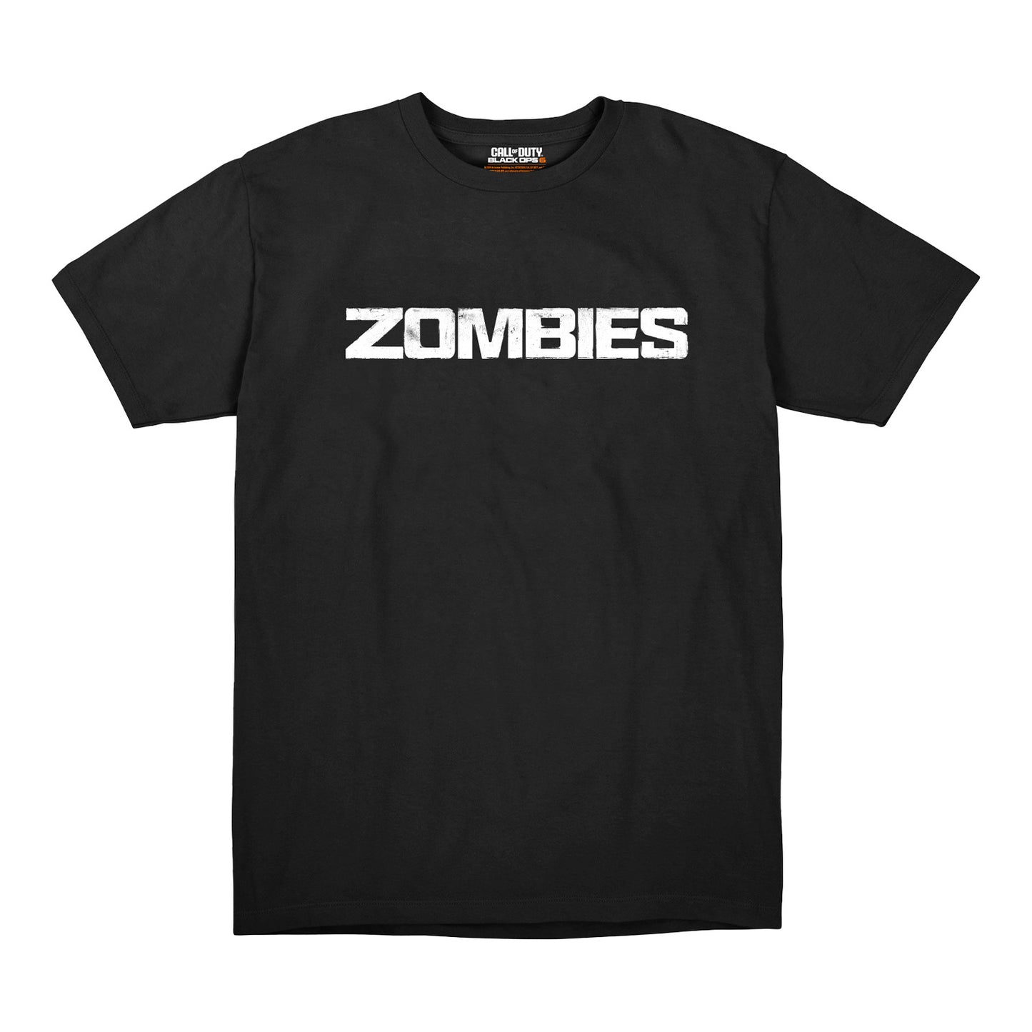 Call of Duty: Black Ops 6 Zombies White Logo Black T-Shirt - Front View