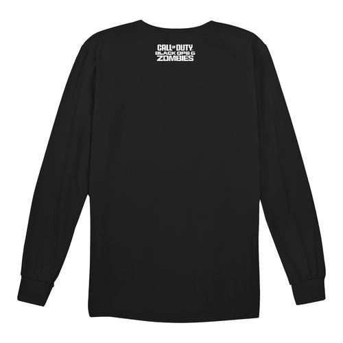 Call of Duty: Black Ops 6 Zombies White Logo Black Long Sleeve T-Shirt - Back View