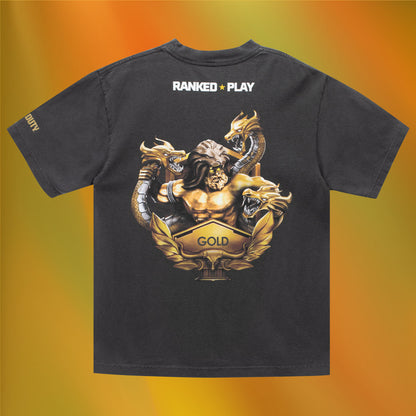 Call of Duty Gold Rank T-Shirt - Back View Stylized Background