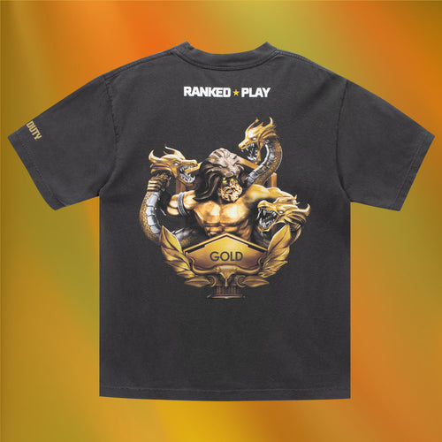 Call of Duty Gold Rank T-Shirt - Back View Stylized Background