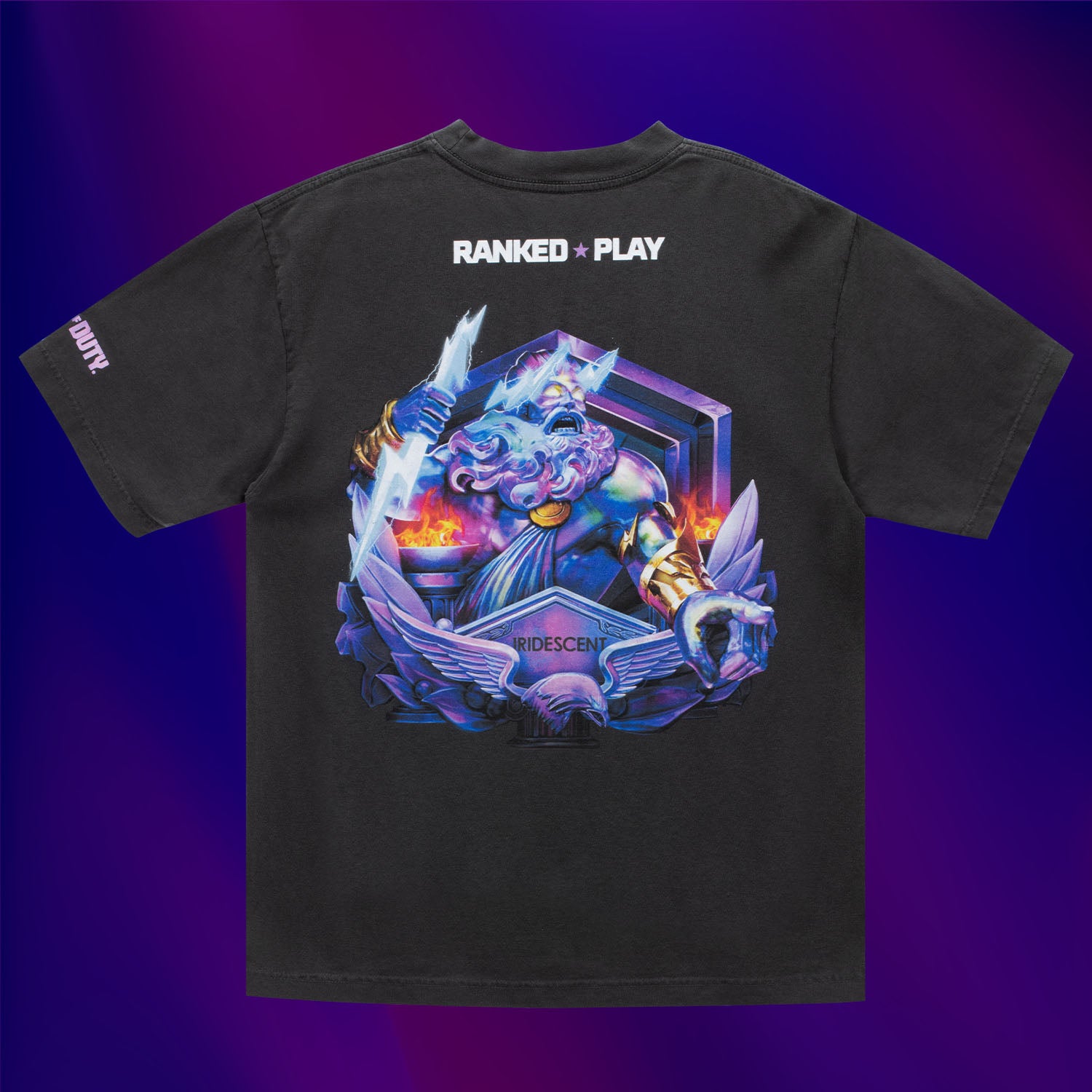Call of Duty Iridescent Rank T-Shirt - Back View Stylized Background