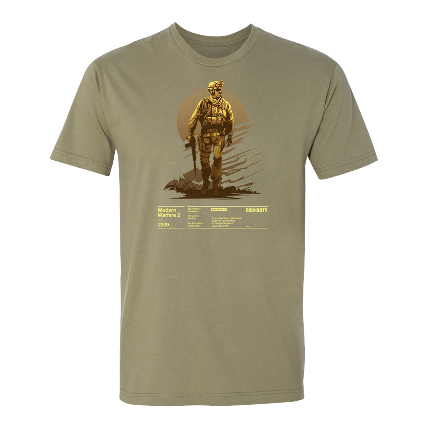 Call of Duty Modern Warfare 2 (2009) T-Shirt - Olive Green Front View
