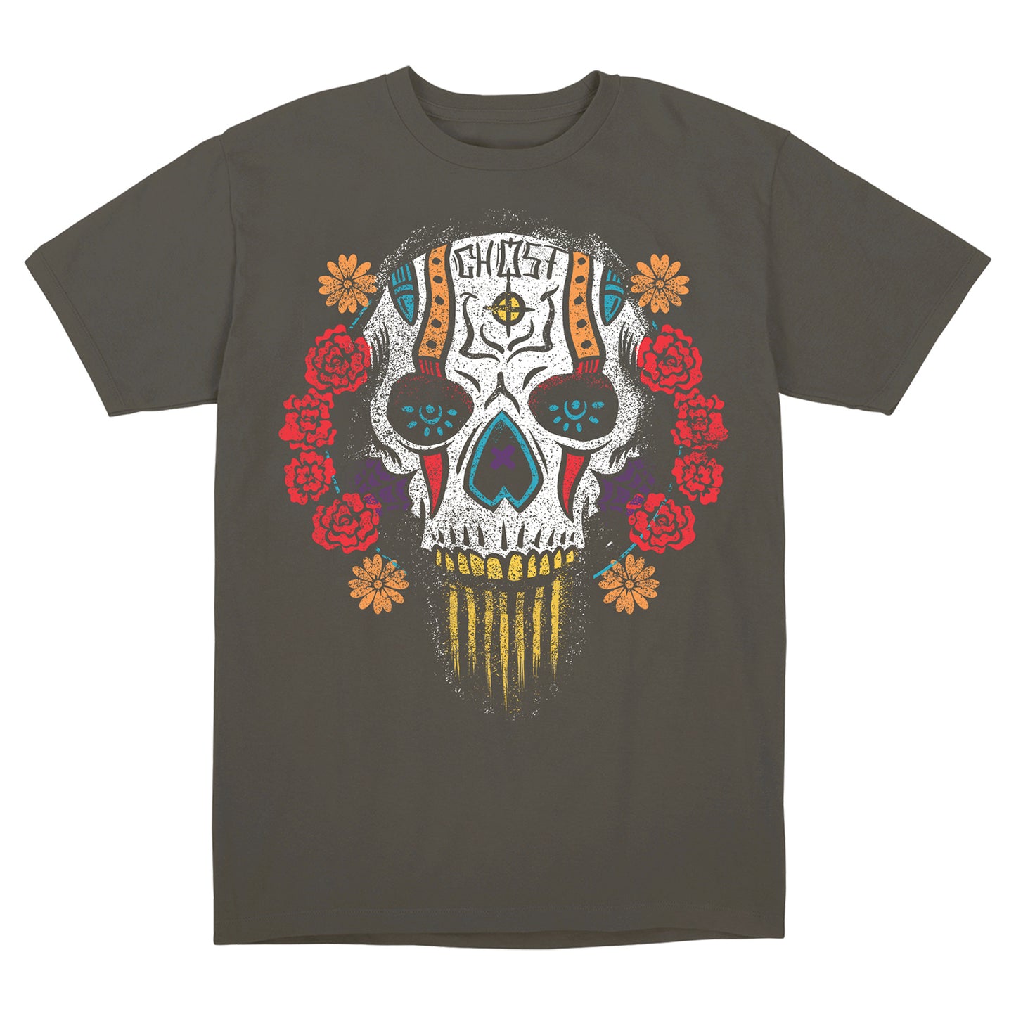 Call of Duty Ghost Sugar Skull T-Shirt - Front View Grey Version