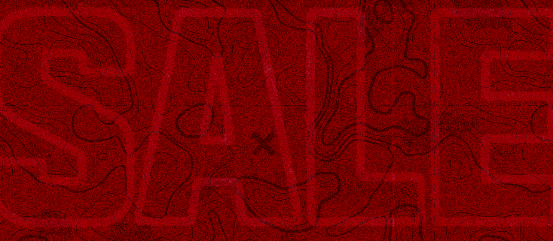 Red Sale Banner with Topographical Map in the Background. 