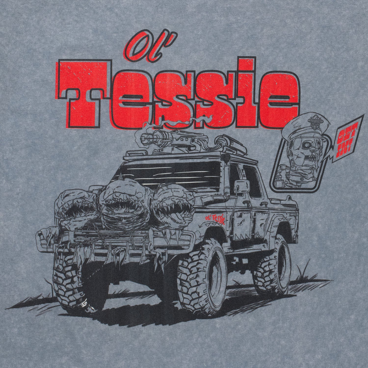 Call of Duty: Black Ops 7 Ol' Tessie Fully Equipped Grey T-Shirt - Back View Close Up