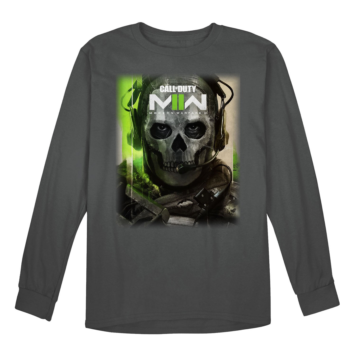 Call of Duty: Modern Warfare II Ghost Art Charcoal Long Sleeve T-Shirt - Front View
