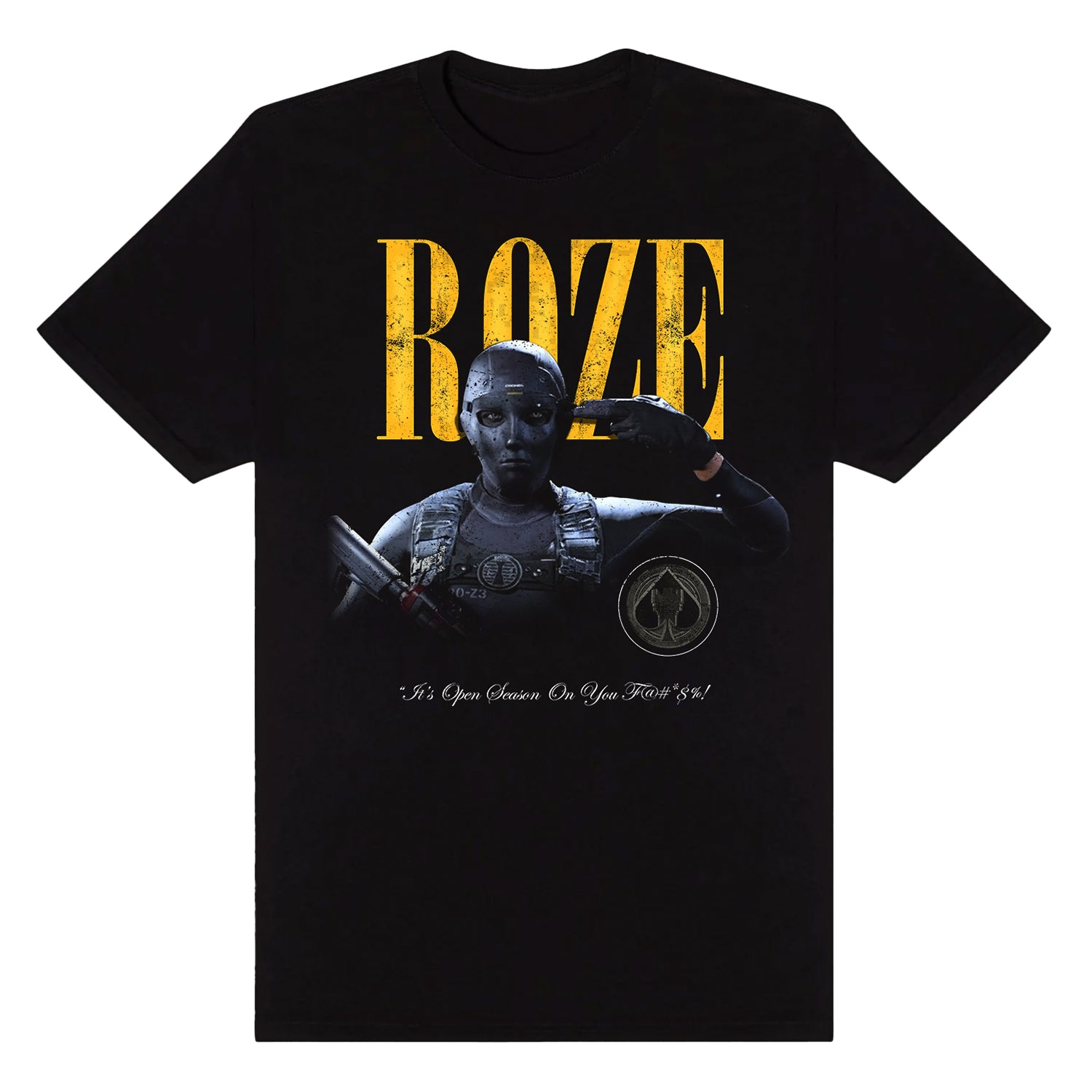 Call of Duty Young & Reckless Black Roze T-Shirt - Front View with Roze Design and Logo