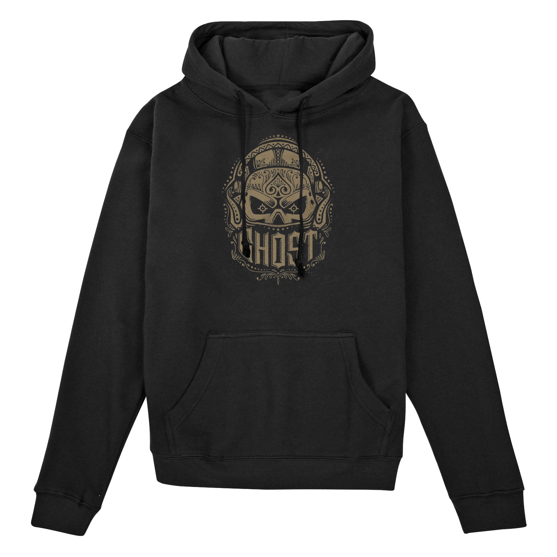 Call of Duty Black Ghost Skull Mask Hoodie - Front View with Ghost Skull Design