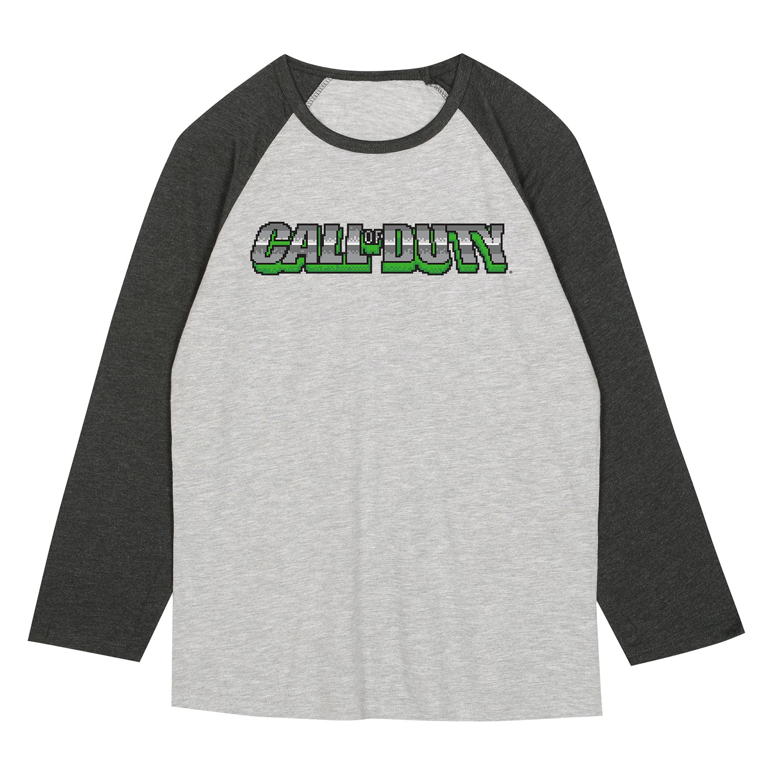Call of Duty Grey Heather Pixel Logo 3/4 Sleeve T-Shirt - Front View