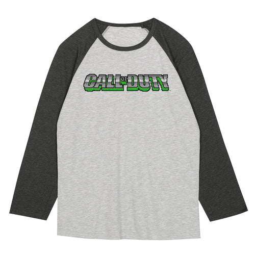 Call of Duty Grey Heather Pixel Logo 3/4 Sleeve T-Shirt - Front View