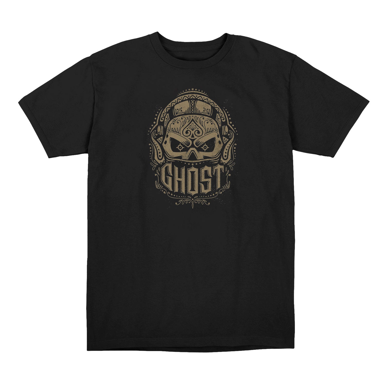 Call of Duty Black Ghost Skull Mask T-Shirt - Front View with Ghost Skull Design