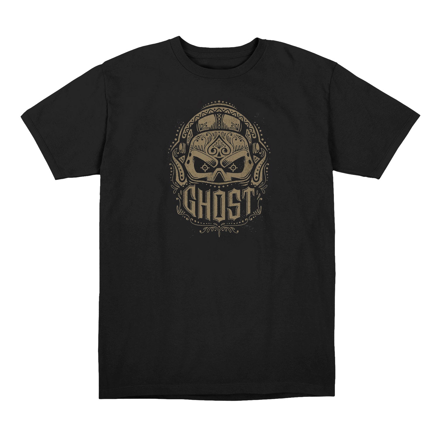 Call of Duty Ghost Skull Mask Black T-Shirt - Front View with Ghost Skull Design